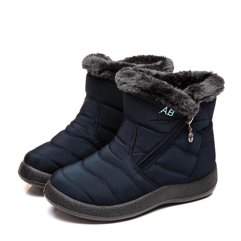 Waterproof Fur-Lined Winter Snow Boots for Women with Zipper Closure and Plush Interior