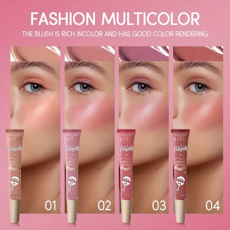 4-Color Long-Lasting Liquid Blush – Lightweight Waterproof Cream Stick for Facial Contouring