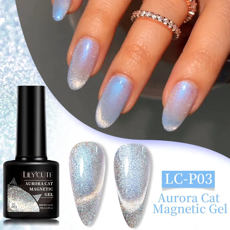 7ml Dynamic Reflective Cat Eye Magnetic Gel – Glitter Soak-Off Nail Polish with 3D Magnet Effect