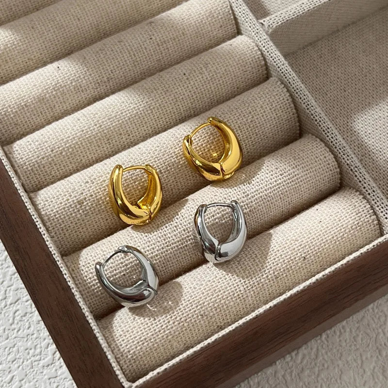 925 Sterling Silver Gold-Plated Round Hoop Earrings – Classic Vintage Style for Women