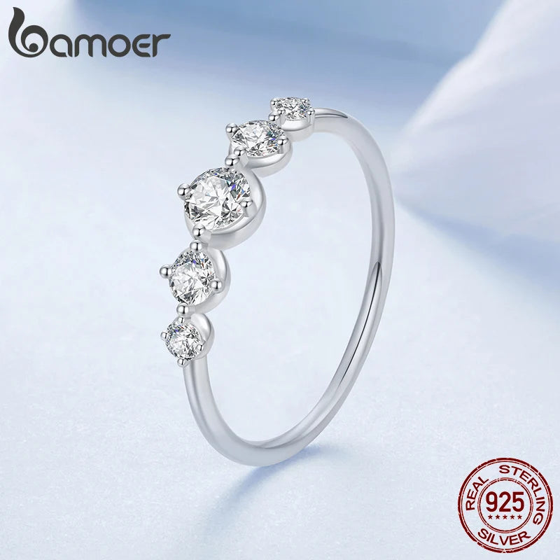 White Gold Plated Bubble Eternity Ring for Women – 925 Sterling Silver with Sparkling CZ Half Band