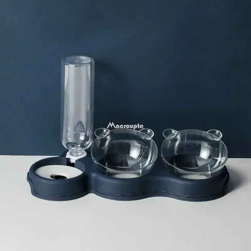 3-in-1 Automatic Cat & Dog Feeder with Water Fountain – Elevated Double Bowl Food and Water Dispenser