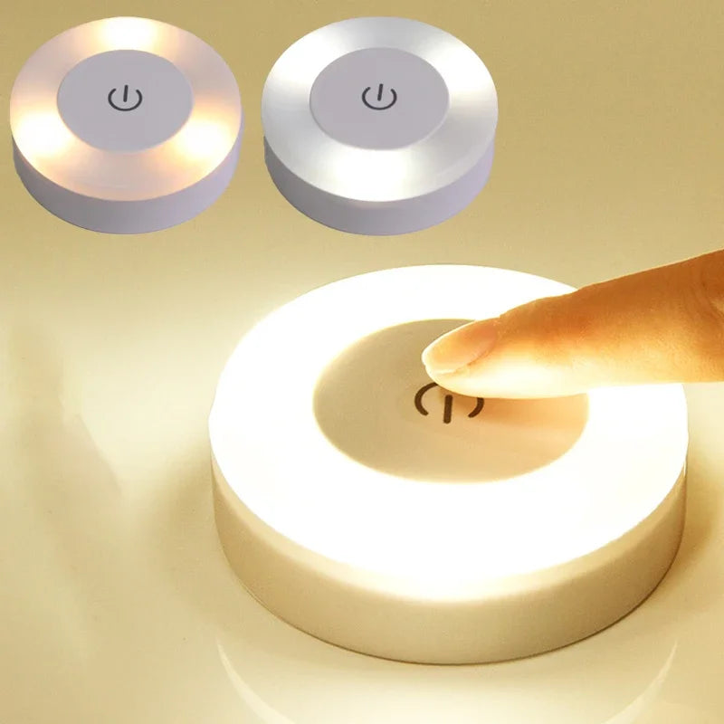 USB Rechargeable LED Night Light – Portable Touch-Control Atmosphere Lamp for Bedroom, Living Room, Closet & Reading – White/Yellow Light Options