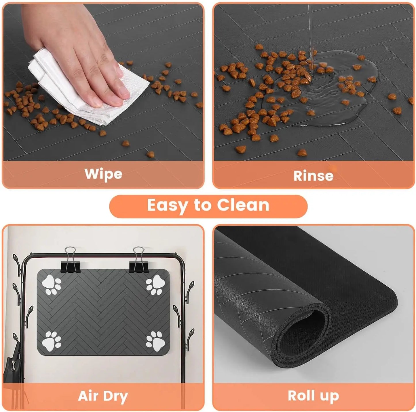 Absorbent Pet Feeding Mat – Quick-Dry Placemat with Waterproof Non-Slip Backing for Dog and Cat Food Bowls