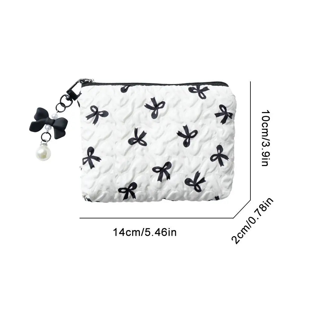 Color Bow Canvas Makeup Bag – Fashionable Clutch-Style Cosmetic Organizer with Large Capacity