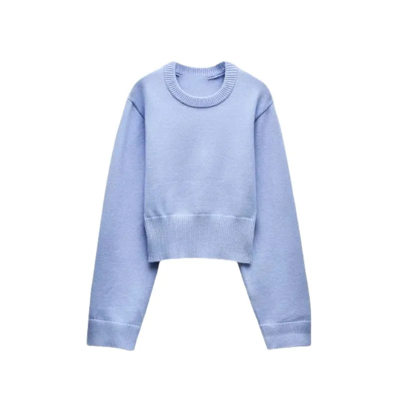 Women’s Ultra-Wide Ribbed Hem Knit Cardigan – Casual Round Neck Sweater with Loose Sleeves