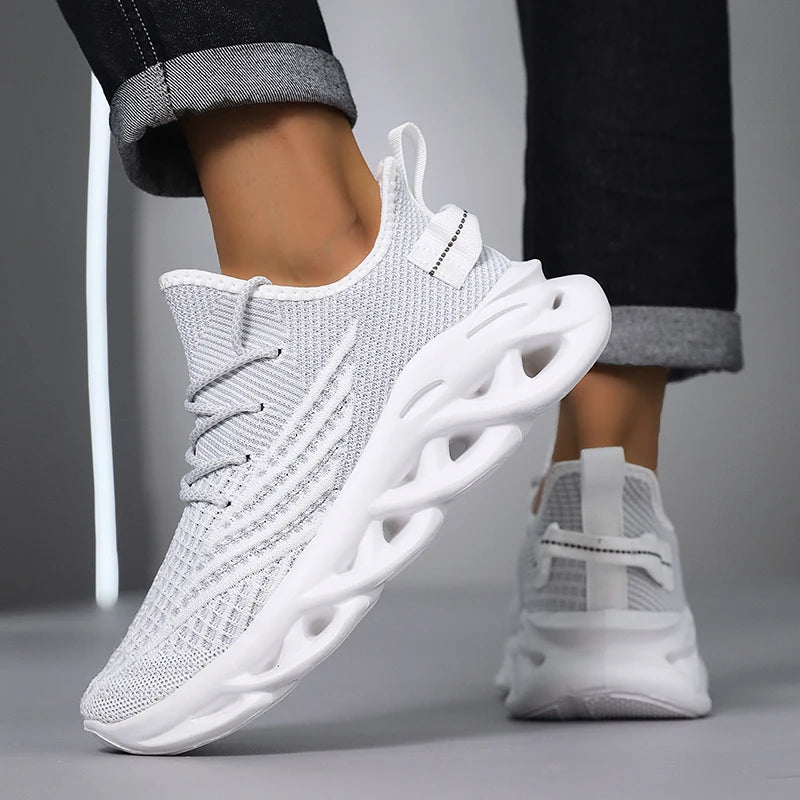 Unisex Red Mesh Running Shoes – Breathable Lightweight Slip-On Sneakers with EVA Cushioning, Flying Weave Gym & Outdoor Footwear for Tennis or Long Distance