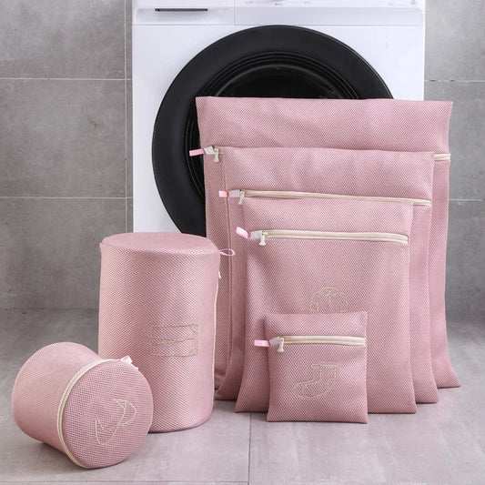 6-Piece Laundry Bag Set for Washing Machine – Embroidery Wash Nets for Underwear, Bras, Socks, and Clothes – Large-Capacity Storage Organizer