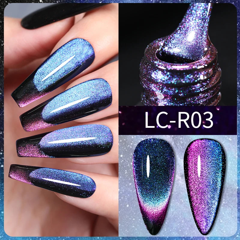 7ml Dynamic Reflective Cat Eye Magnetic Gel – Glitter Soak-Off Nail Polish with 3D Magnet Effect