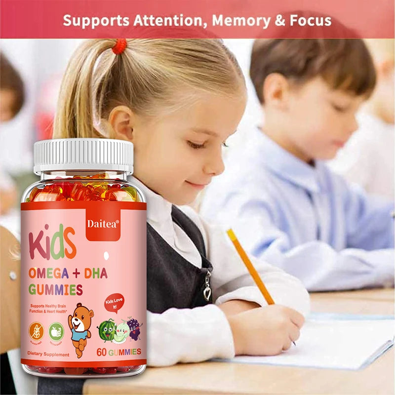 Children's Omega + DHA Gummies – Omega 3-6-9 with Vitamin C for Brain, Heart, Eye & Immune Support – 60 Gummies