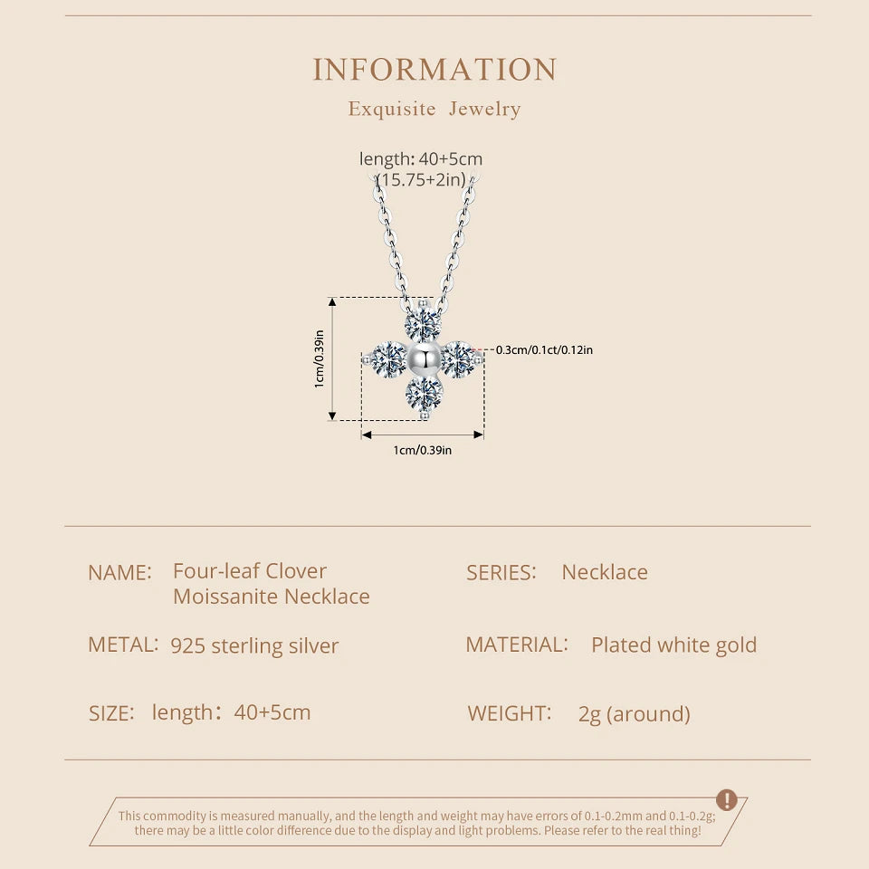 925 Sterling Silver White Gold Plated Moissanite Flower Pendant Necklace – Elegant Jewelry for Women for Wedding, Party or Anniversary