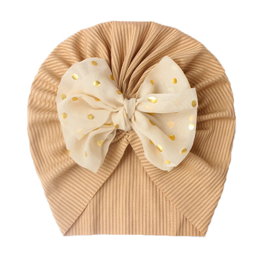 Soft Cotton Baby Turban Hat with Bow – Infant Girl Beanie for Newborn to 2 Years, Photography & Daily Wear