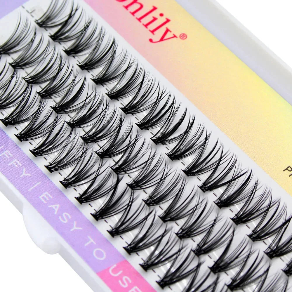 Silk Cluster Eyelash Extensions – Natural Long 3D Volume Faux Individual Lashes (60PCS, C/D Curl)