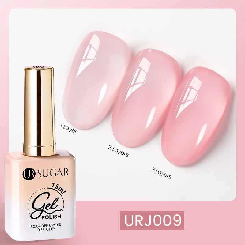 UR SUGAR 15ml Blood Red Jelly Gel Polish – Translucent Crystal Nude Gel for Fall & Winter UV/LED Manicure