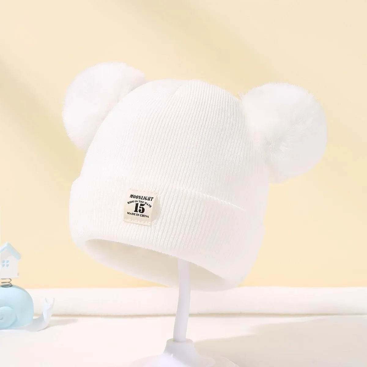 Solid Color Wool Knitted Baby Bonnet with Pompom – Warm Winter Beanie Cap for Newborns and Toddlers (0–3Y)