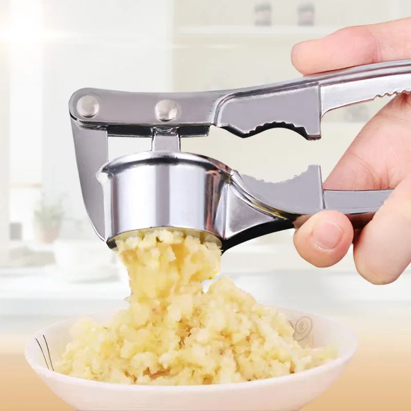 Stainless Steel Garlic Press – Manual Handheld Crusher, Mincer & Squeezer Tool for Easy Garlic Grinding