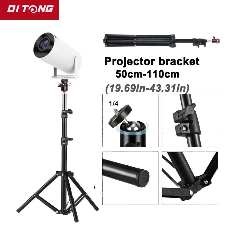 110cm Universal Adjustable Tripod Stand – Portable Projector Bracket Mount for Mini and Compact Projectors like HY300 Pro and HY320