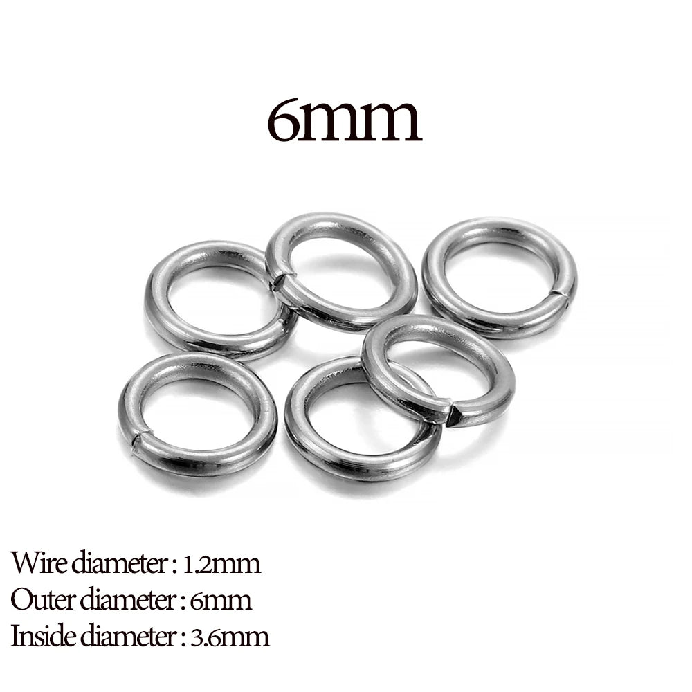 30–200pcs Stainless Steel Split Jump Rings – 3–25mm Open Loop Connectors for DIY Jewelry Making Accessories