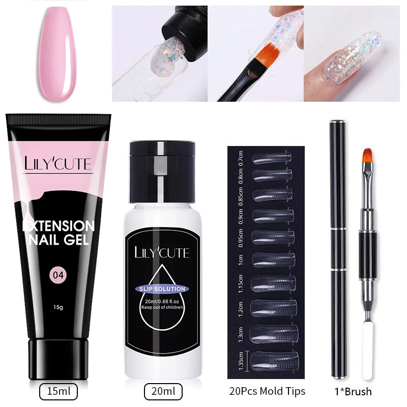 15ml Nail Extension Gel Kit – Soak Off UV Acrylic Gel in White, Clear & Pink for Home or Salon Nail Art