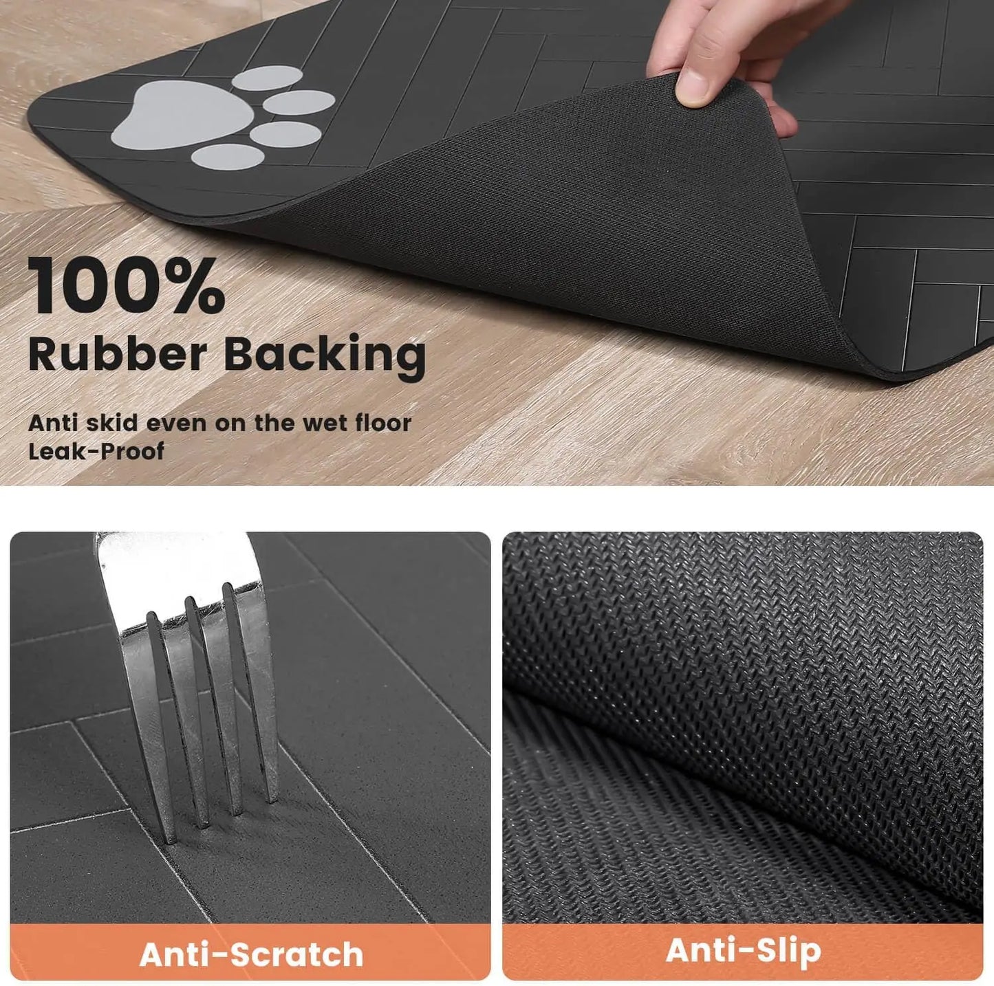 Absorbent Pet Feeding Mat – Quick-Dry Placemat with Waterproof Non-Slip Backing for Dog and Cat Food Bowls