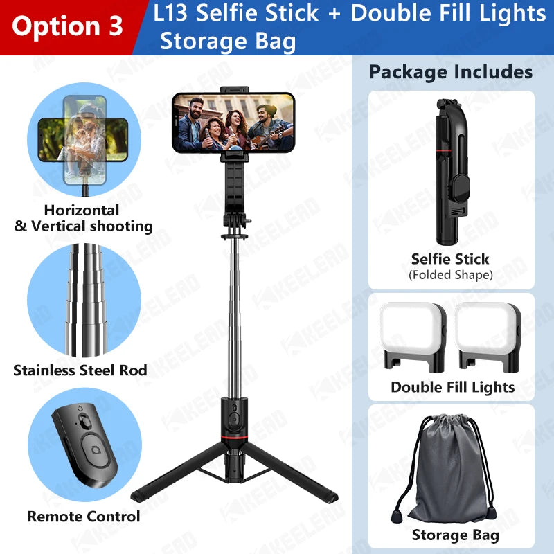 Wireless Bluetooth Selfie Stick Tripod for Smartphones – 44-Inch Foldable Stand with Remote Control for Vlogging, Photos, and Video Recording