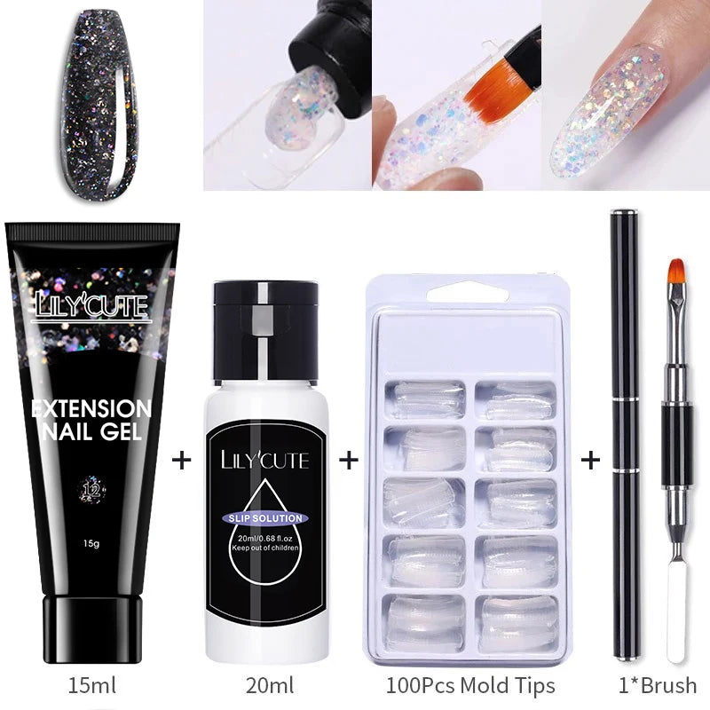 15ml Nail Extension Gel Kit – Soak Off UV Acrylic Gel in White, Clear & Pink for Home or Salon Nail Art