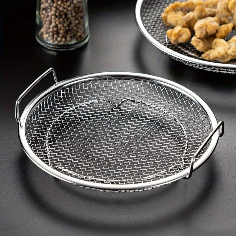 Stainless Steel Oil Filter Tray – Reusable Round Mesh Strainer Basket for Frying, Grilling, BBQ, and Kitchen Use