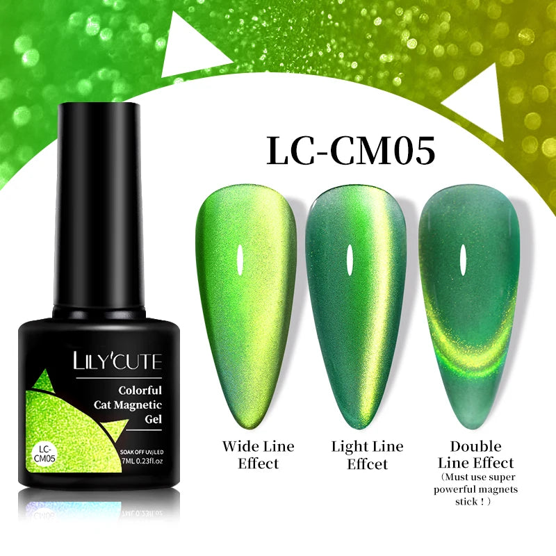 7ml Dynamic Reflective Cat Eye Magnetic Gel – Glitter Soak-Off Nail Polish with 3D Magnet Effect