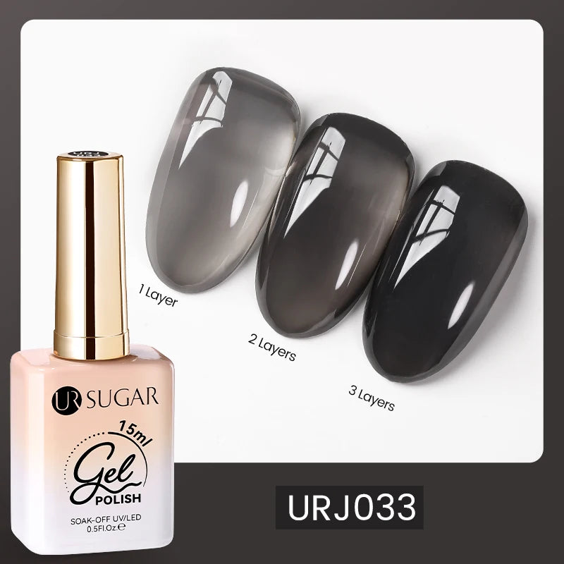 UR SUGAR 15ml Blood Red Jelly Gel Polish – Translucent Crystal Nude Gel for Fall & Winter UV/LED Manicure