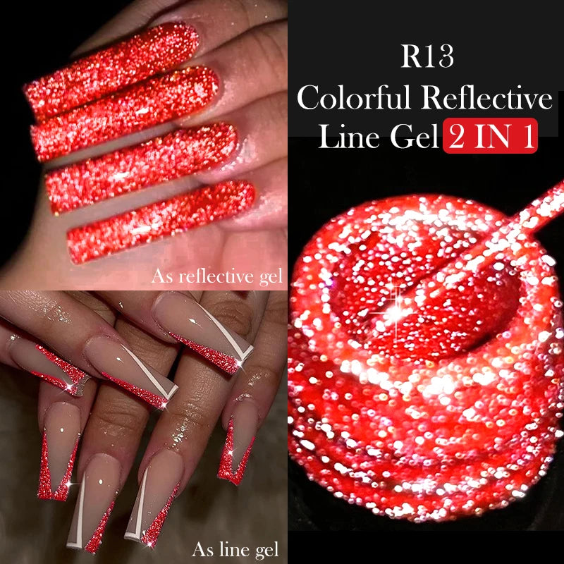 7ml Metallic Chrome Silver Mirror Effect Gel – Super Bright Line Art & French Tip Nail Painting Gel Polish