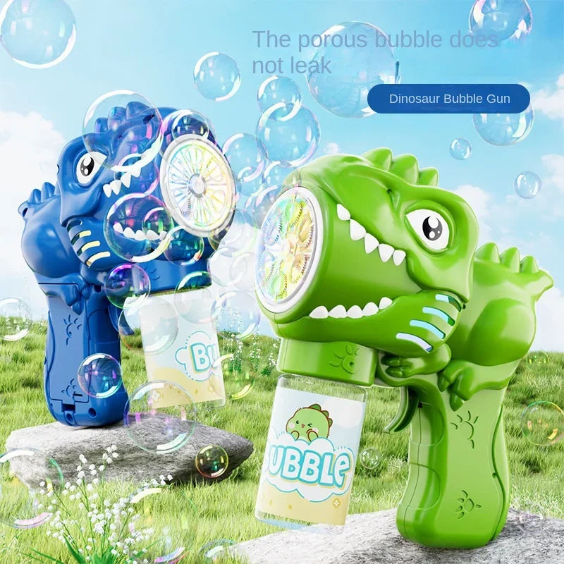 6-Hole Dinosaur Bubble Machine – Automatic Electric Bubble Gun with Lights for Outdoor Play