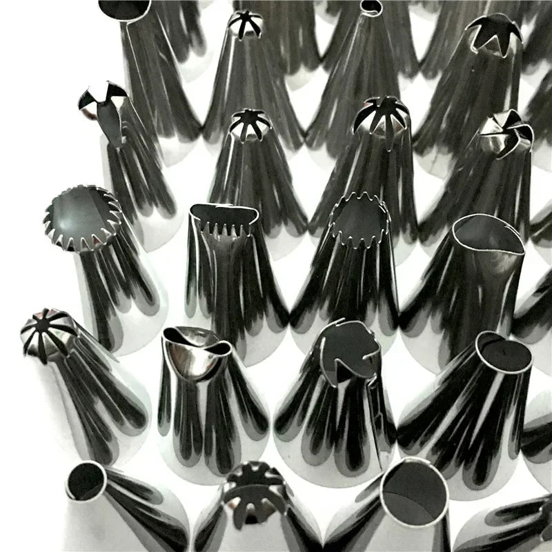 24/48-Piece Stainless Steel Cake Decorating Nozzle Tips Set – Piping Icing Cream Pastry Tools with Bag for DIY Baking & Dessert Design