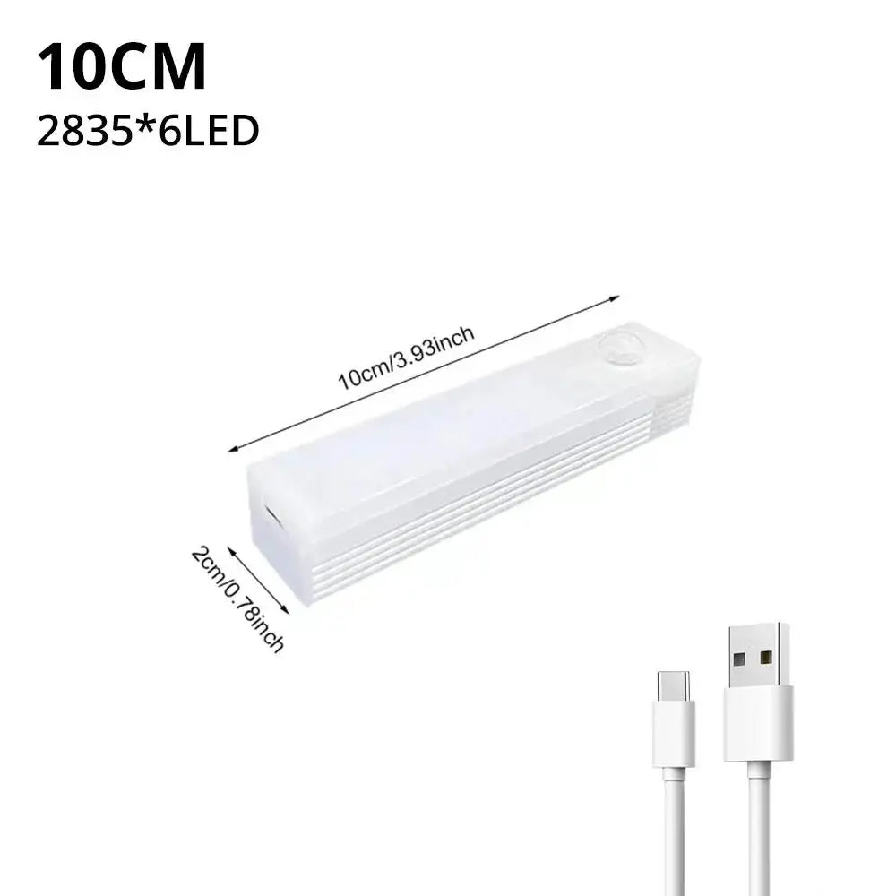 Wireless LED Motion Sensor Night Light – USB Rechargeable Magnetic Strip Light for Closet, Kitchen, Wardrobe, Aisle – Warm & White Light Options