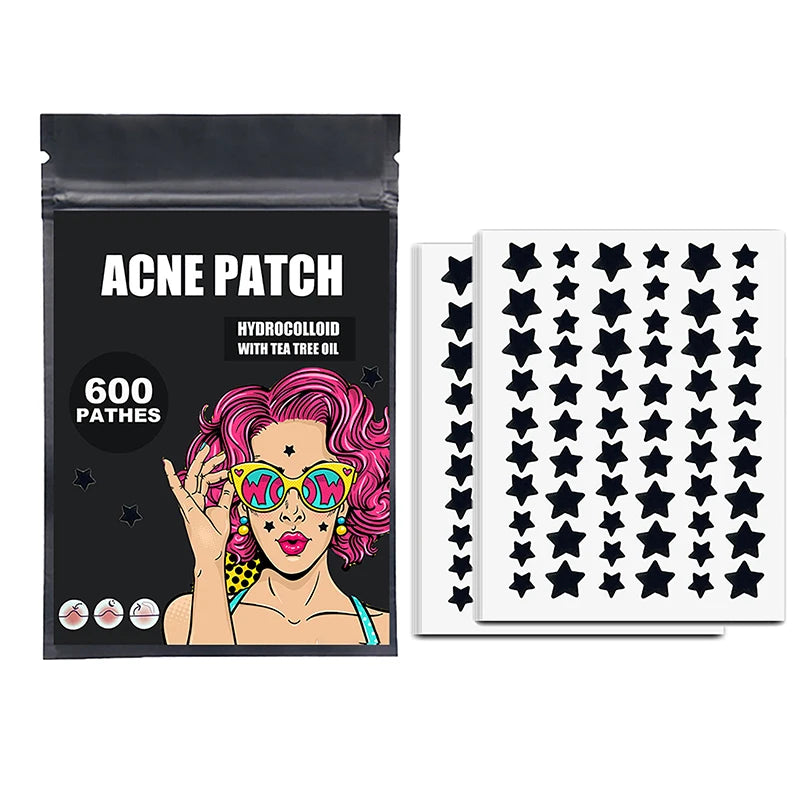 300/600/1200pcs Star-Shaped Acne Pimple Patches – Invisible Hydrocolloid Spot Stickers for All Skin Types