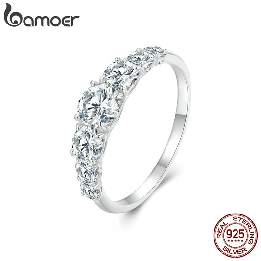 925 Sterling Silver Moissanite Engagement Ring – D Color VVS1 EX Cut Lab Diamond for Women