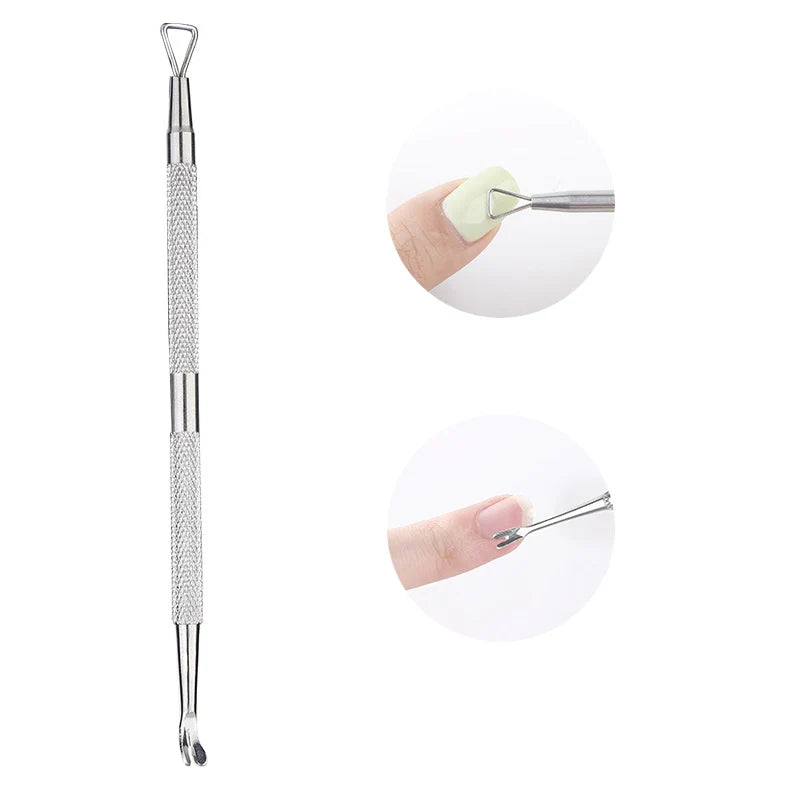 Stainless Steel Double-Ended Cuticle Pusher – Gel Nail Polish Remover & Dead Skin Scraper for Fingernail and Toenail Care