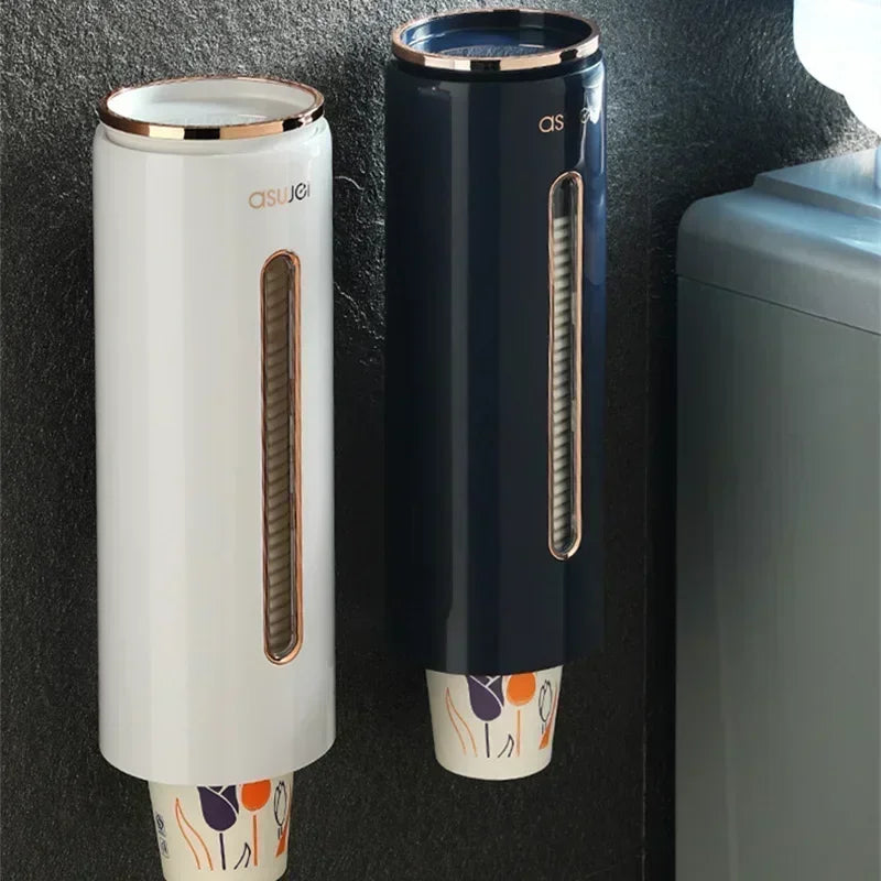 Wall-Mounted Automatic Cup Dispenser – Disposable Paper Cup Holder with Suction Mount