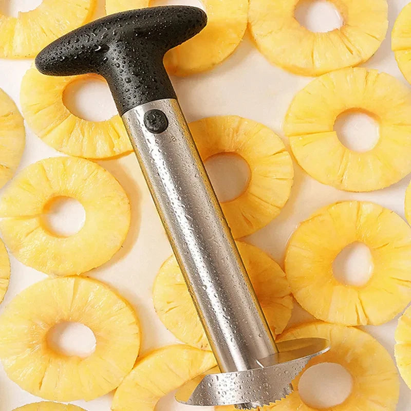 Stainless Steel Pineapple Corer Slicer – Spiral Fruit Cutter & Peeler with Plastic Handle