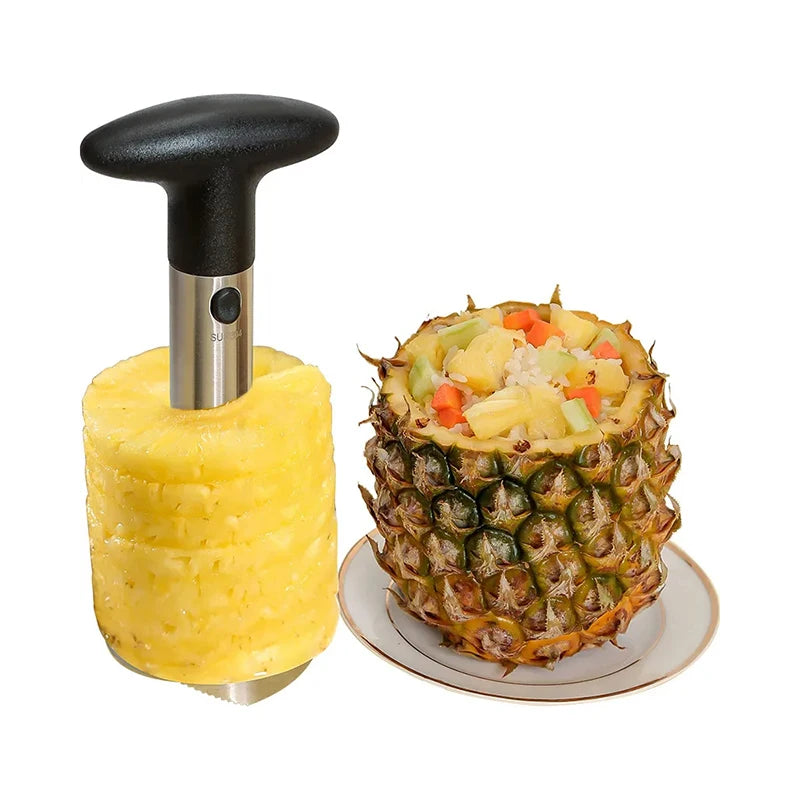 Stainless Steel Pineapple Corer Slicer – Spiral Fruit Cutter & Peeler with Plastic Handle