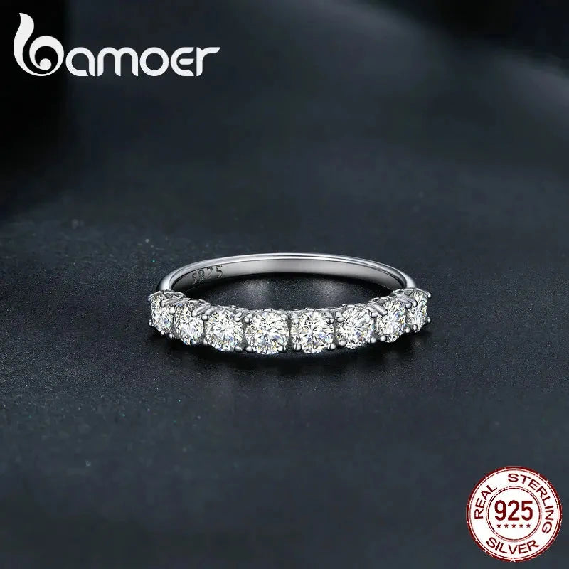 0.8CT Round Moissanite Eternity Ring – 925 Sterling Silver Classic Wedding Band for Women
