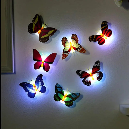 Colorful DIY LED Butterfly Night Lights – Stickable 3D Glowing Wall Decor for Bedroom, Parties & Holiday Decoration (5pcs)