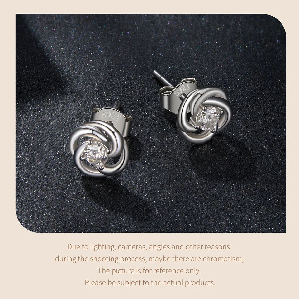 Vintage Four-Leaf Clover Moissanite Stud Earrings – 925 Sterling Silver Hollow Filigree Floral Design for Women