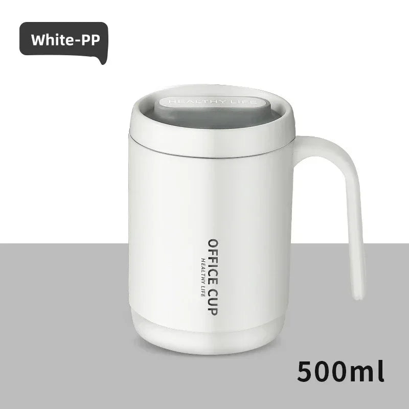 500ml Insulated Coffee Mug with Lid – Portable Large-Capacity Travel Cup with PP or 304 Stainless Steel Liner