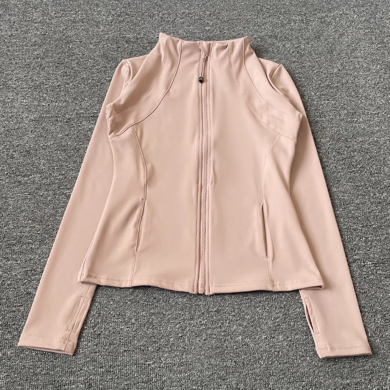 Women's Slim-Fit Quick-Dry Fitness Jacket – Long Sleeve Zip Yoga & Running Top