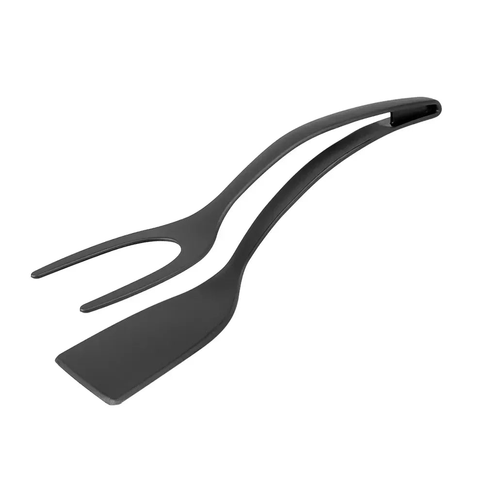 2-in-1 Nylon Grip Flip Tongs – Silicone Spatula Tongs for Eggs, Pancakes, Steak & Fried Foods