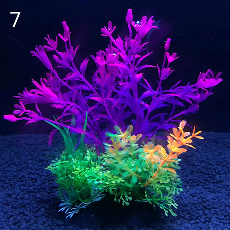 Artificial Aquarium Plants Set – 12-Style Plastic Aquatic Weeds and Grass Decorations for Fish Tank Landscaping (14cm Height)