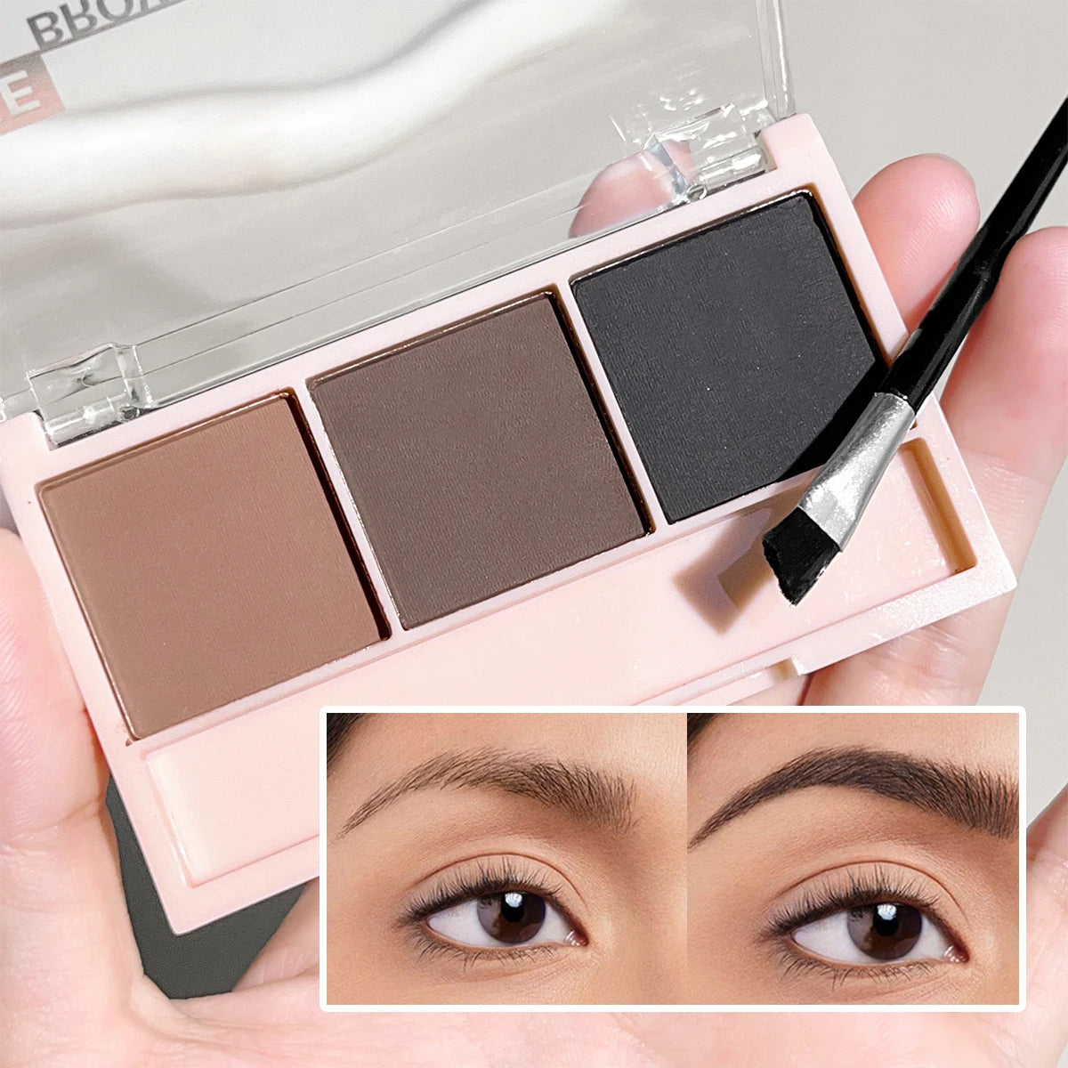 3-Color Brow Powder Set with Brush – Long-Lasting, Natural Definition for Fuller, Sculpted Brows