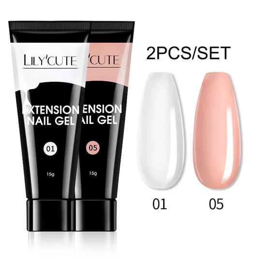 15ml Nail Extension Gel Kit – Soak Off UV Acrylic Gel in White, Clear & Pink for Home or Salon Nail Art