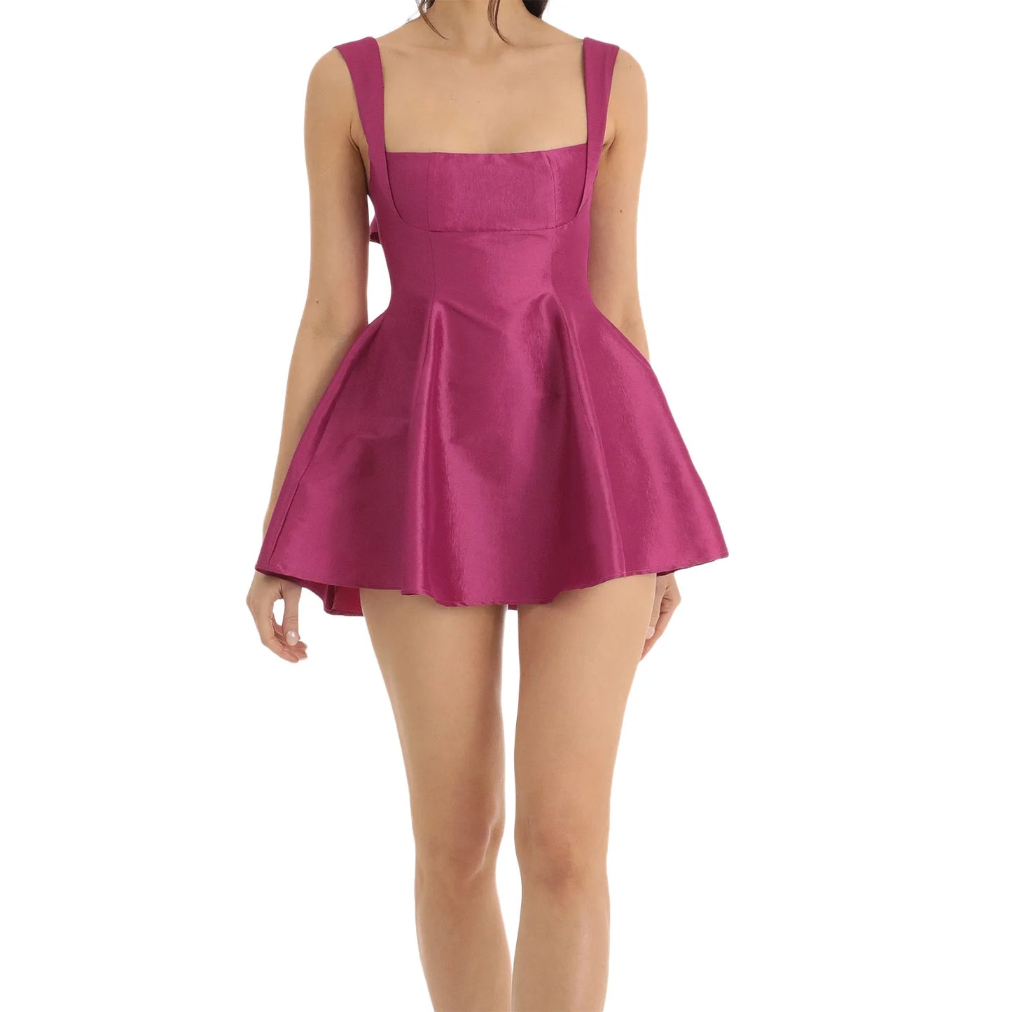 Women's Y2K Spaghetti Strap Mini Dress – Sexy Backless Bow Low-Cut Bodycon A-Line Camisole for Summer Vintage Aesthetic