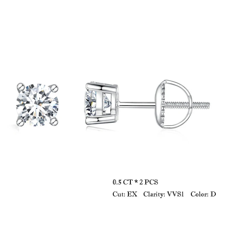 2 Carat Moissanite Heart Prong Stud Earrings – D Color VVS1 Stones on 925 Sterling Silver for Women